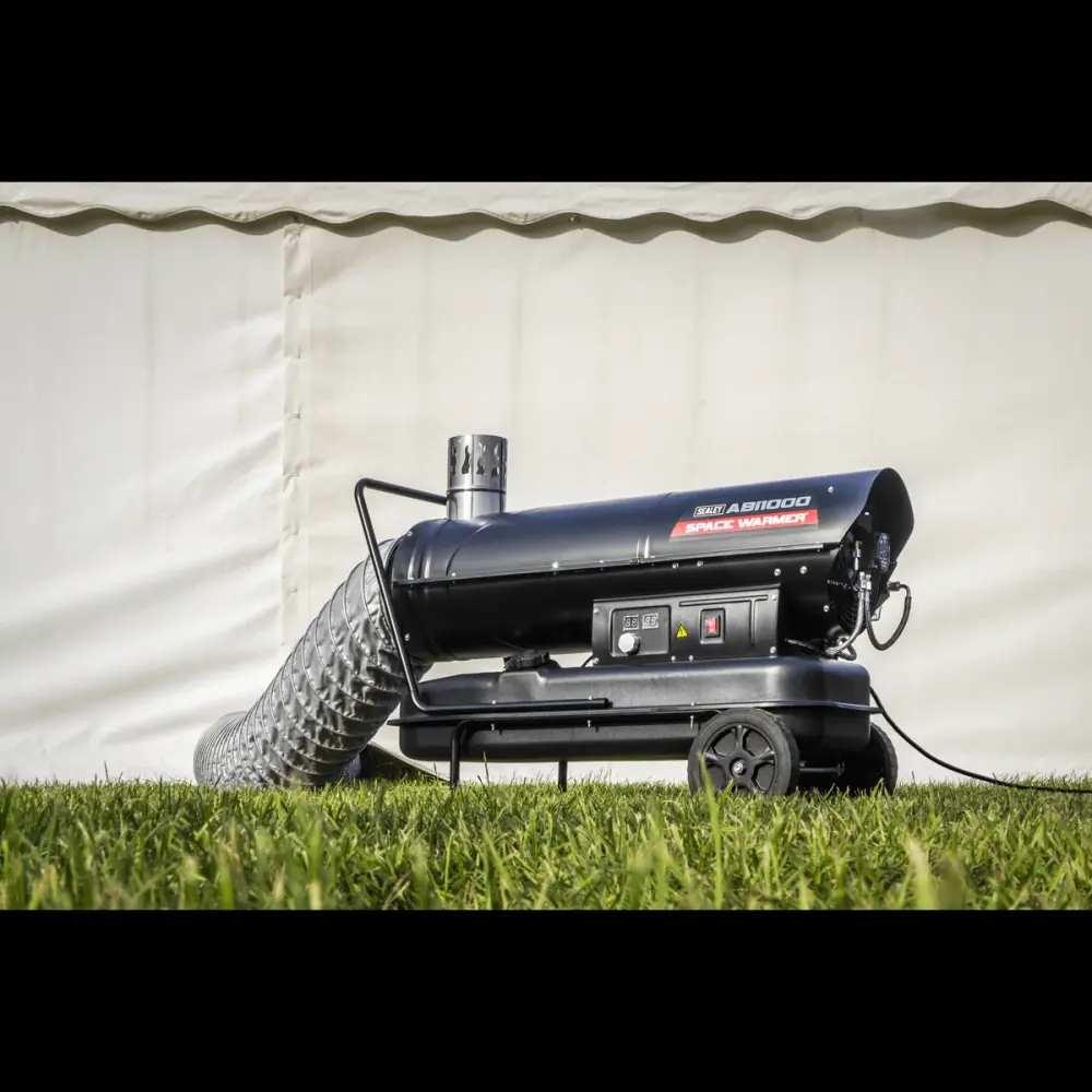 Quiet Personal Sealey ABI1000 102,000Btu/hr Indirect Space Warmer® Kerosene/Diesel Heater Wheels