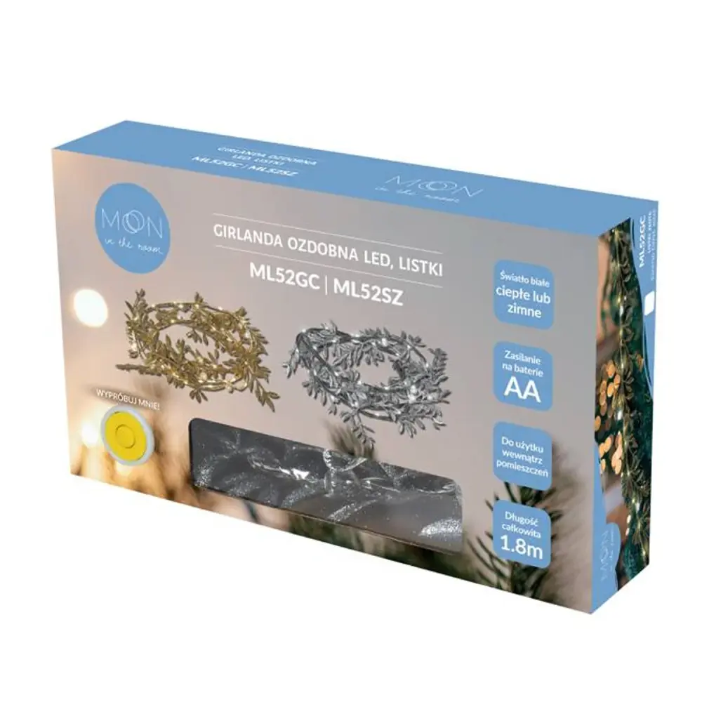 Fairy Lights Garland String Lights 1.8m Chrome Leaves Cold White Light LED