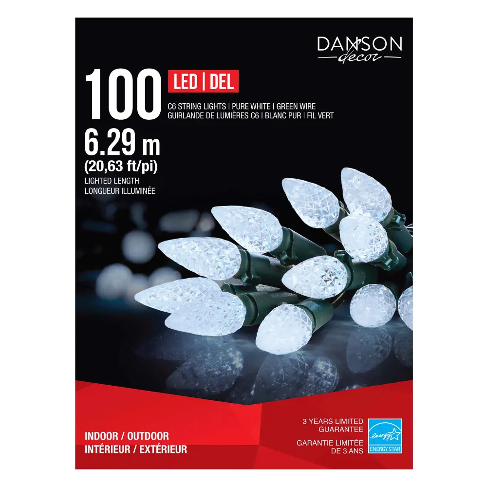 String 100 C6 LED Lights 20.63' (6.29 m), Pure Alabaster