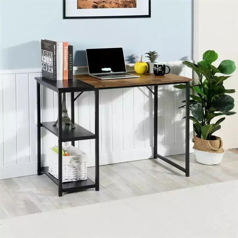 Homycasa Modern Minimalist Style Rustic Industrial Desk Storage Shelves FurnitureR