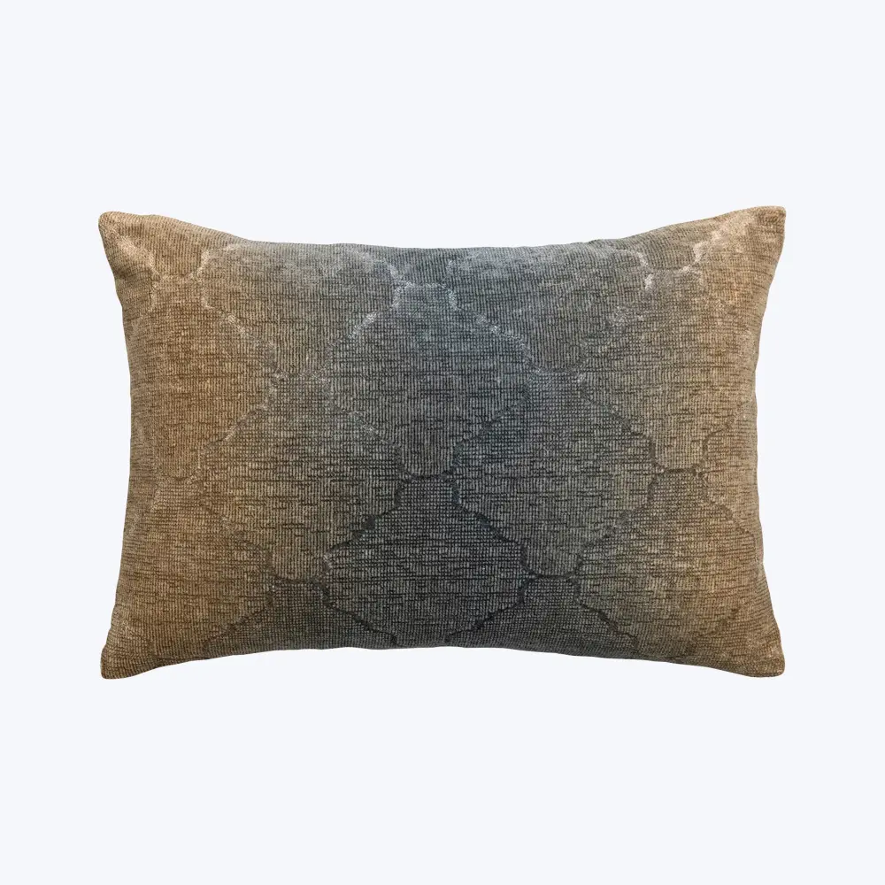 Fringe Medallion Woven Jacquard Lumbar Pillow Maize