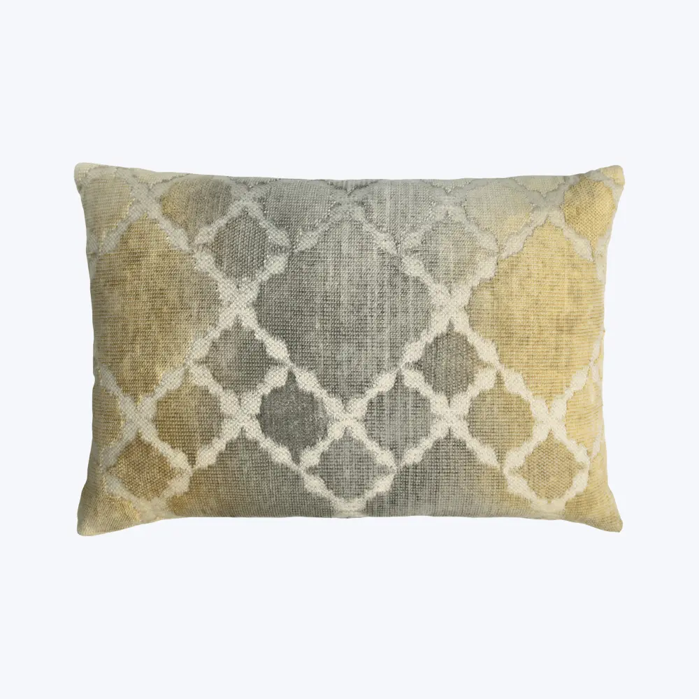 Fringe Trellis Woven Jacquard Lumbar Pillow Maize