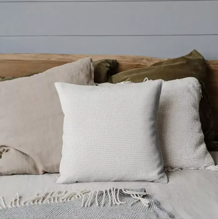 Washable Madera Cross Weave Pillow, Chalk