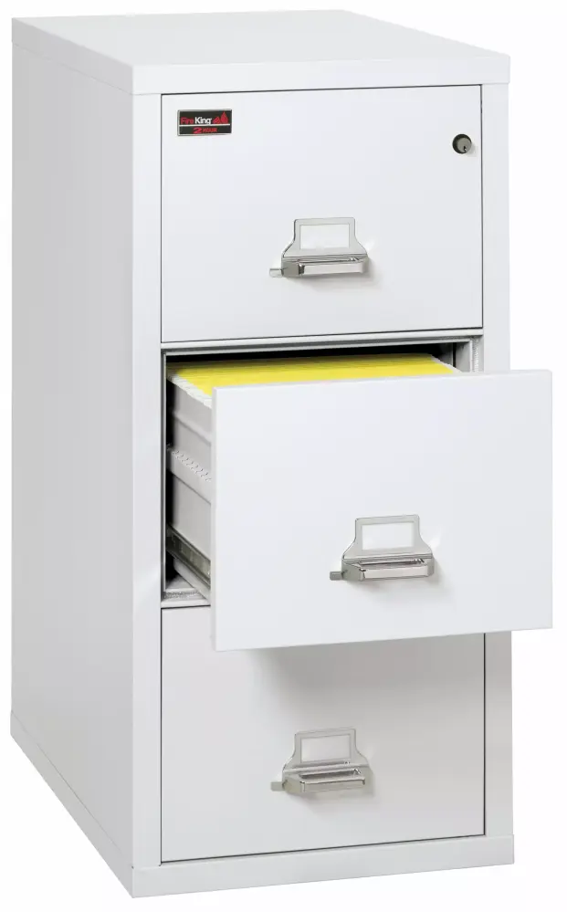 Arctic White Three-Drawer Vertical Legal Size Insulated Filing Cabinet FireKing