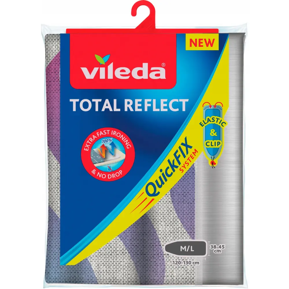 Heat-Resistant Professional VILEDA TOTAL REFLECT Metallised Ironing Board Cover