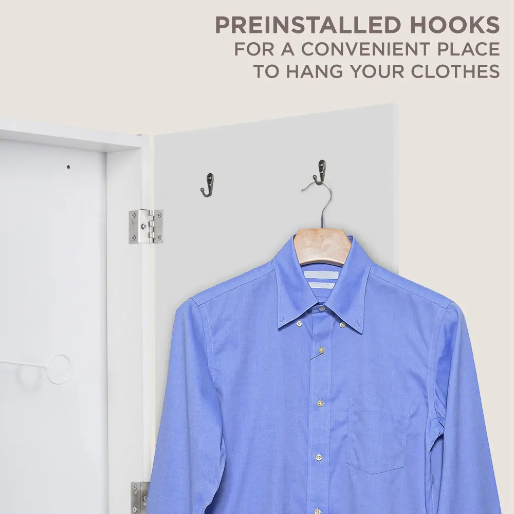 Ivation Ironing Board, Wall Mounted Ironing Board Cabinet W/Right Side Door & Release Lever, Pearl