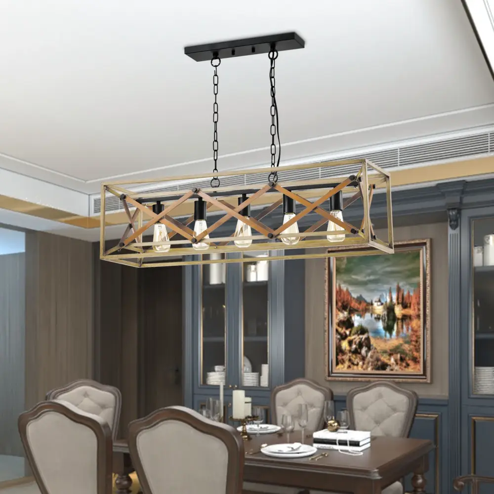 MAXAX 5 - Airy Kitchen Island Square / Rectangle&Linear&Modern Linear Wrought Iron#MX21033