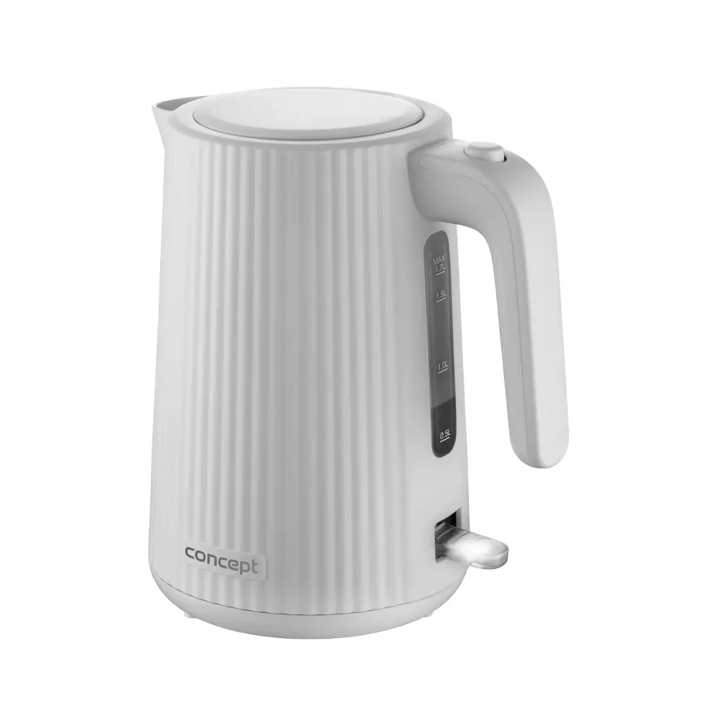 Concept plastic electric kettle, 1.7L, fluted design, triple safety system, sediment filter, water level indicator, pearl,...