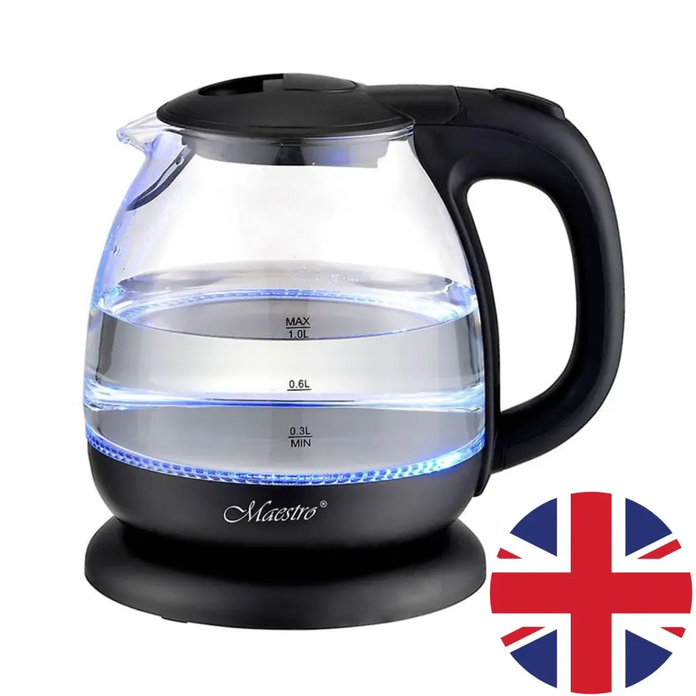 Electric kettle 1L glass Maestro MR055, charcoal color - British plug