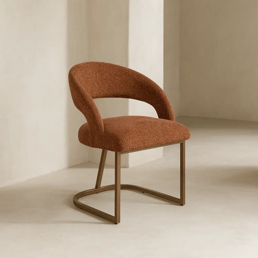 Alfie Dining Chair (Crib 5) - Bari Chestnut Red & Copper-brown Steel