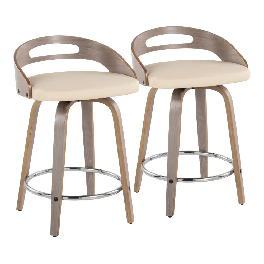 Cassis - Mid Century Modern Fixed Height Counter Stool Pivot Round Footrest (Set 2)