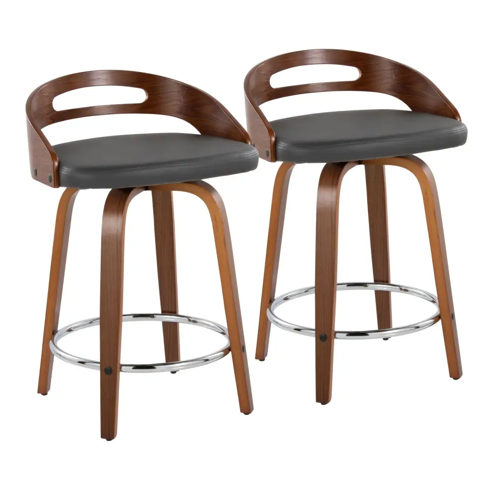 Cassis - Mid Century Modern Fixed Height Counter Stool Pivot Round Footrest (Set 2)