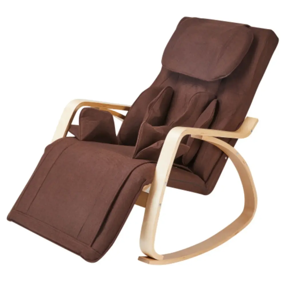Comfortable Relax Rocking Chair Full Massage Function Cotton Fabric Air Pressure - Taupe