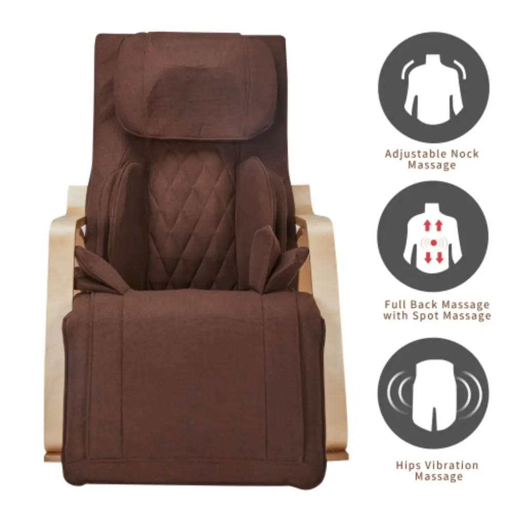 Comfortable Relax Rocking Chair Full Massage Function Cotton Fabric Air Pressure - Taupe