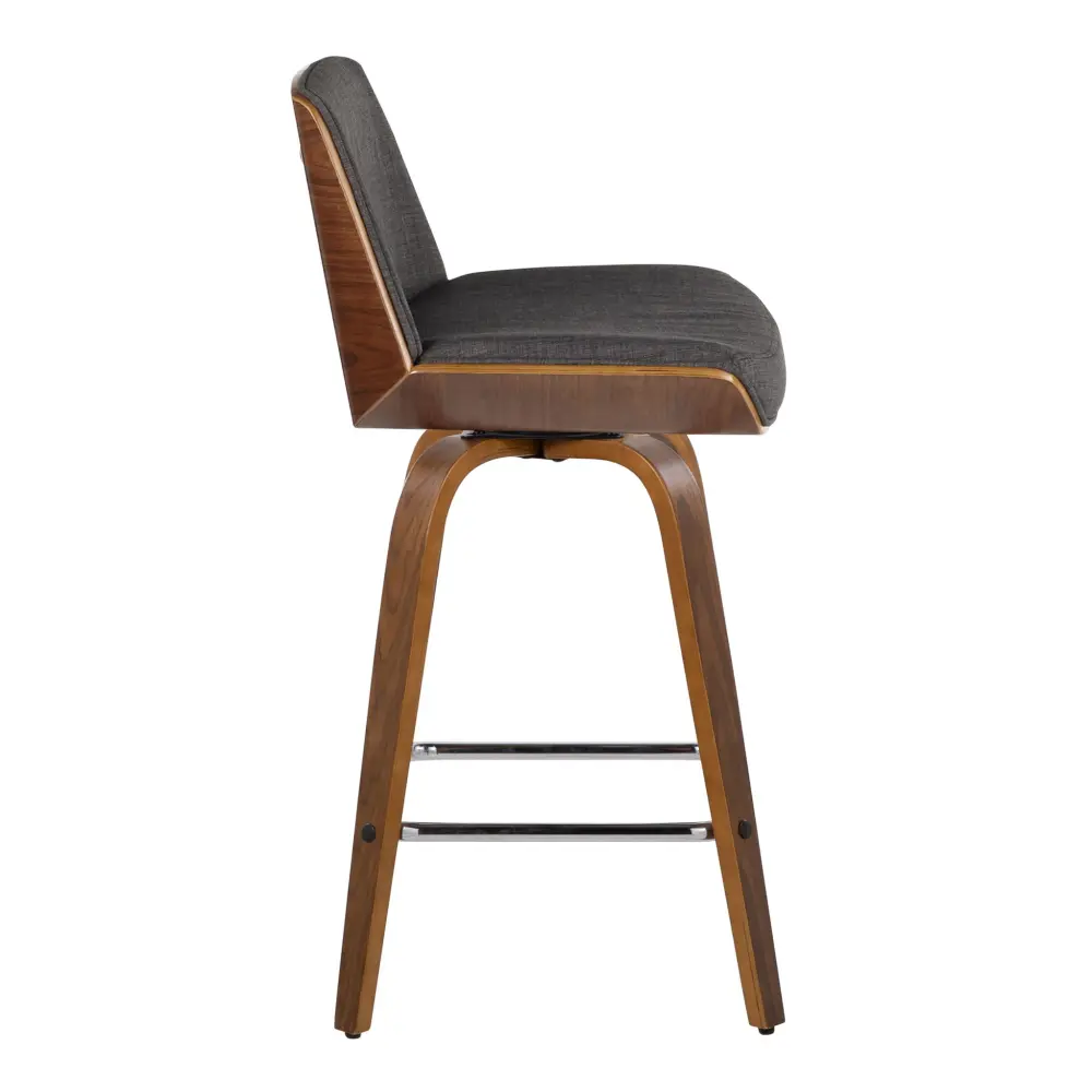 Corazza - Mid Century Minimalist Fixed Height Counter Stool Swivel And Square Footrest (Set 2)