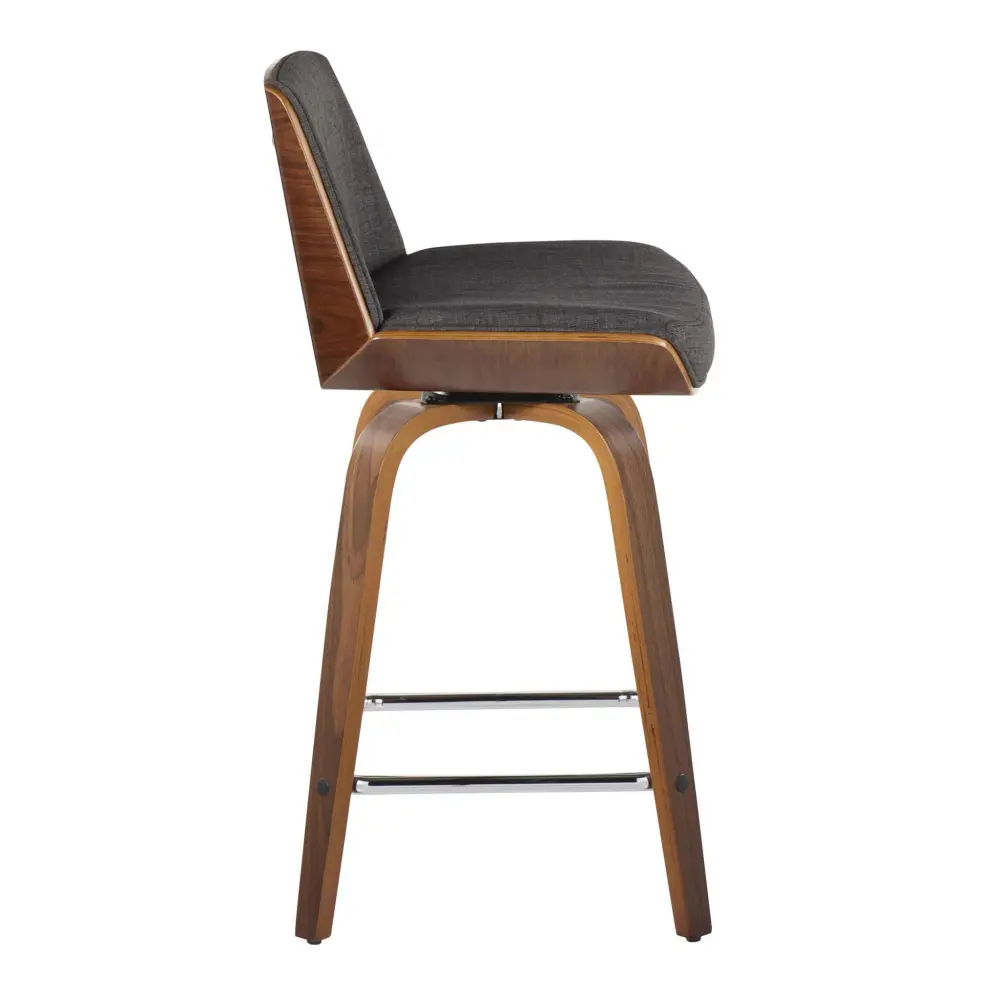 Corazza - Mid Century Modern Fixed Height Counter Stool Rotate Square Footrest (Set 2)