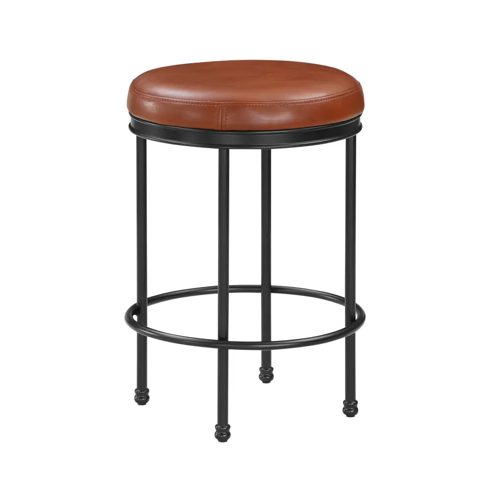 Michael - Backless Counter Height Stool Padded Seat And Powder Coated Frame - Caramel