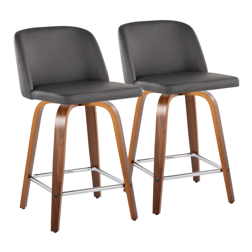 Toriano - Mid Century Current Fixed Height Counter Stool Swivel And Square Footrest (Set 2)