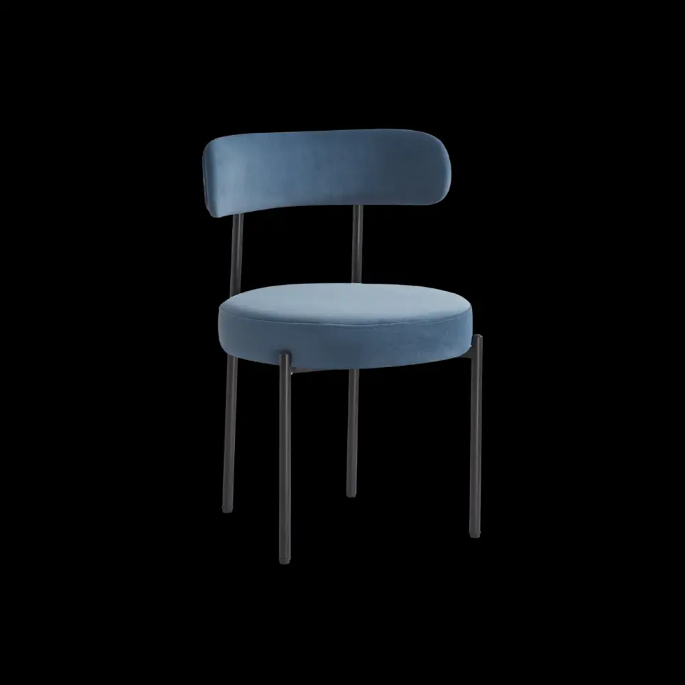 Flora Set 2 Dining Chairs (Crib 5) - Blue Velour