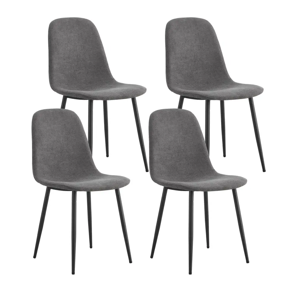 Modern Medieval Style Cushioned Side Chairs Set Steel Legs Kitchens