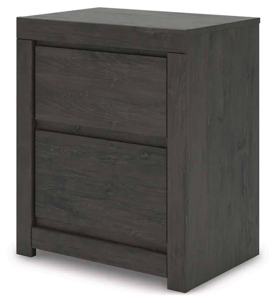 Grow--Me Fraluna - Two Drawer Night Stand - Charcoal