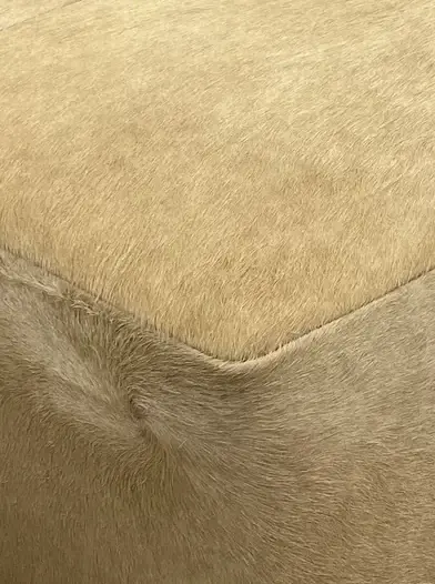 Cocktail Hour Hair on Hide Ottoman Pastel Blue