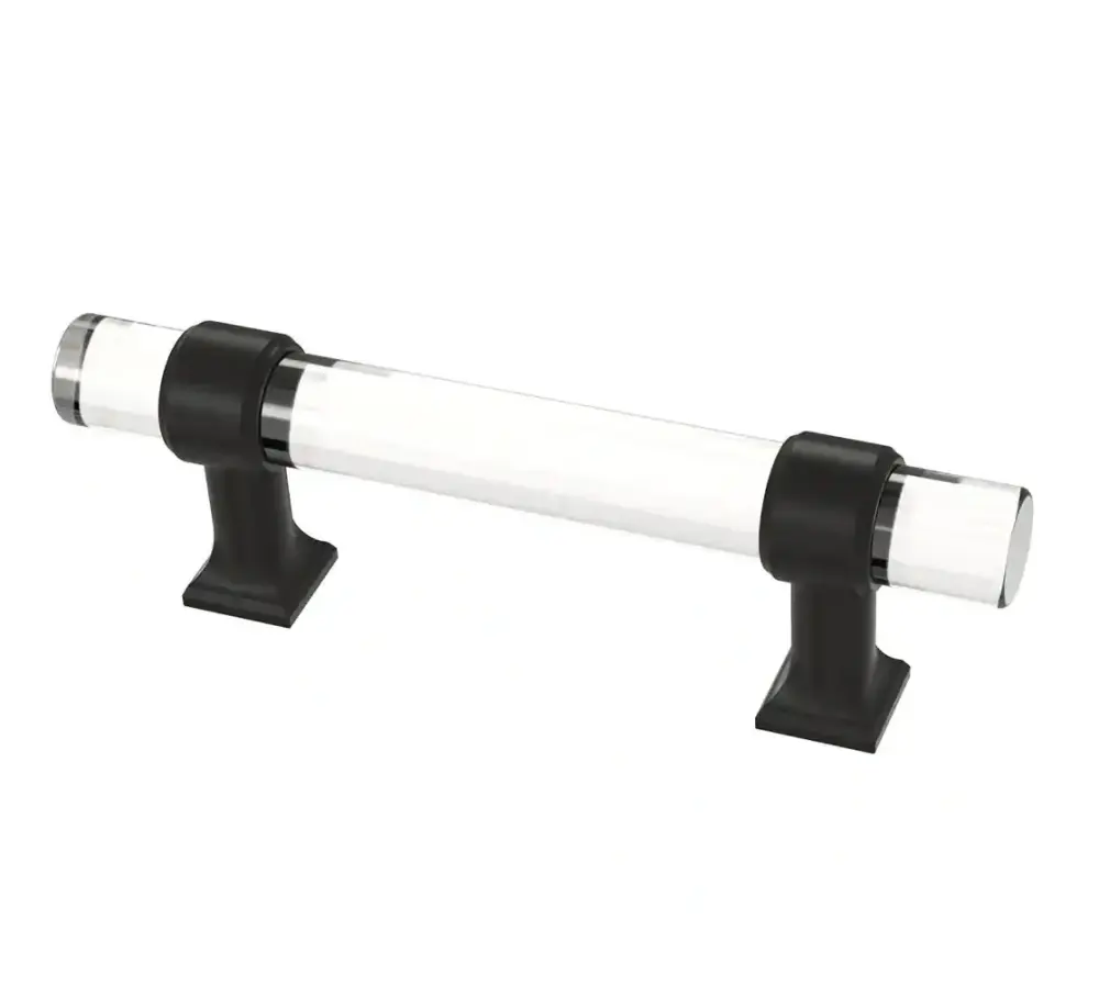 Liberty Acrylic Bar 3 . (76 mm) Dull Black and Clear Cabinet Drawer Pull