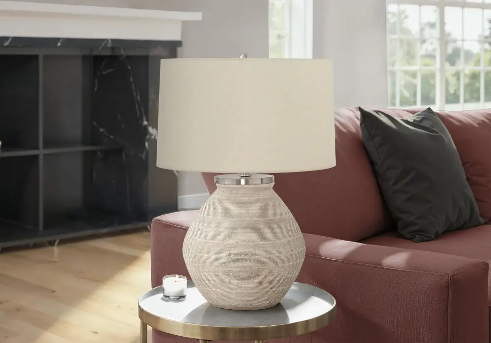 Lighting, Table Lamp, Concrete, Resin, Contemporary - Cream Ages 3+