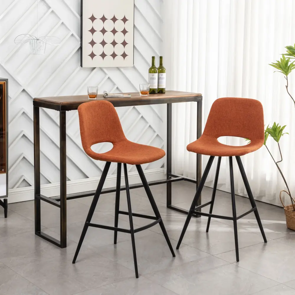 Porth - 28.25" Fabric Kitchen Counter Height Stools (Set 2) - Amber