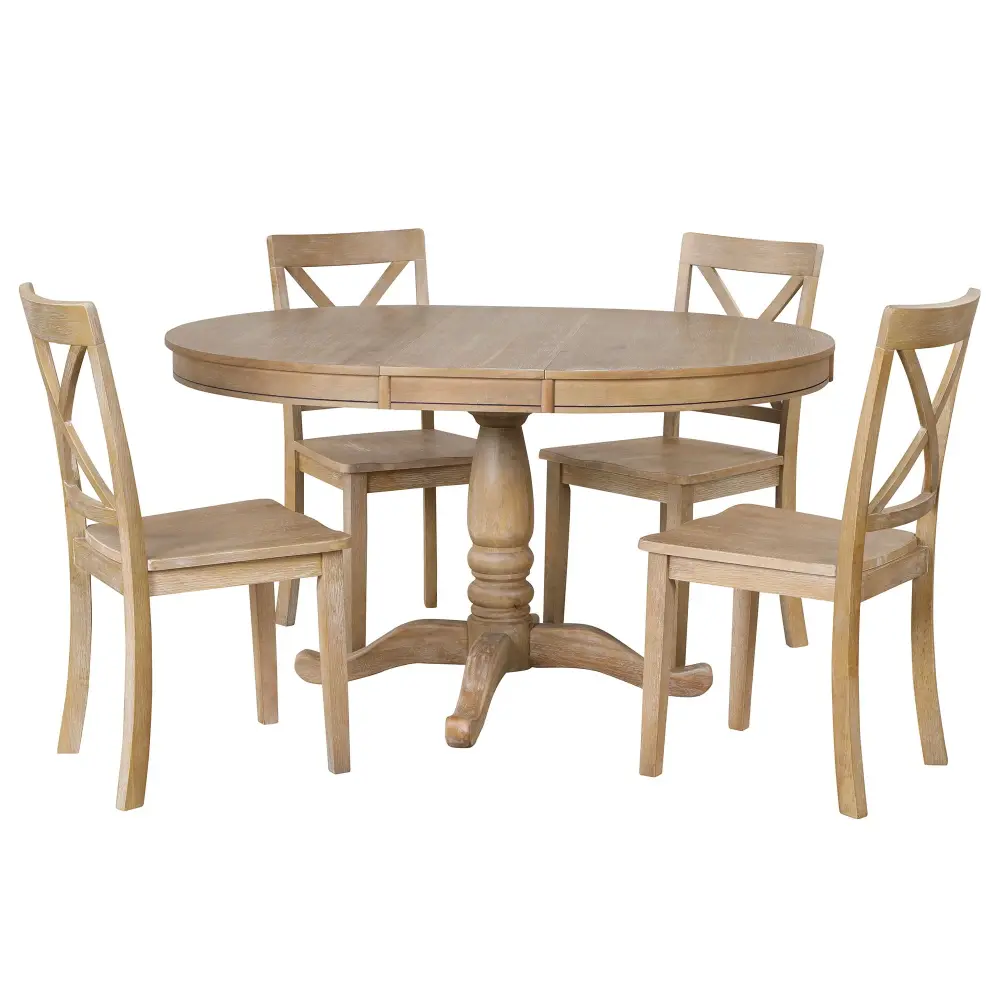 Modern Dining Table Adjust 4, Round Table And 4 Kitchen Room Chairs, 5 Piece Kitchen Table Set Dining Room, Dinette, Break...