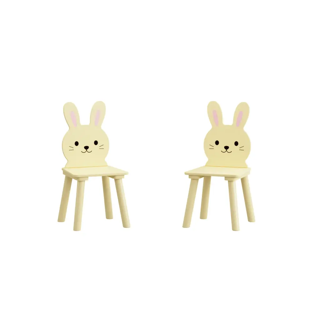 Table And Chair Adjust 2 Bunny Chairs, Children's Activity Table Toddlers, Cute Animal Design - Yellow