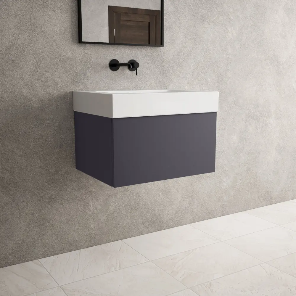 Raffinata One Drawer Vanity Unit Beyondstone BLOC Basin - Matt Graphite 600mm