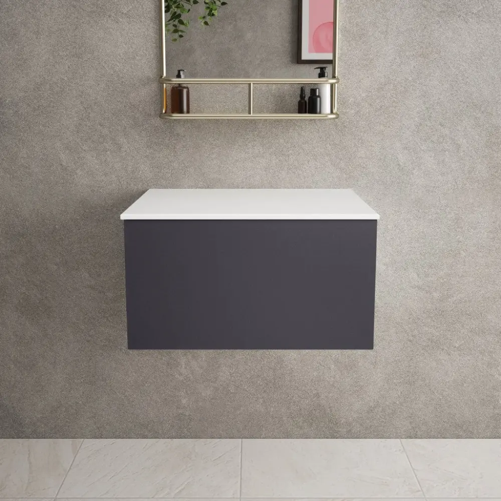 Raffinata One-only Drawer Countertop Vanity Unit - Matt Graphite 600mm