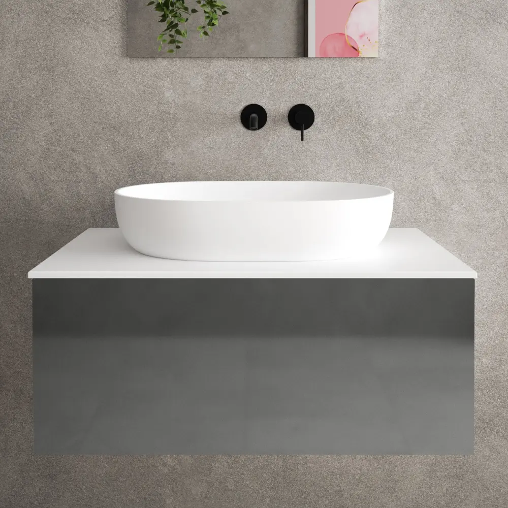 Raffinata One-only Drawer Countertop Vanity Unit - Gloss Dust 800mm