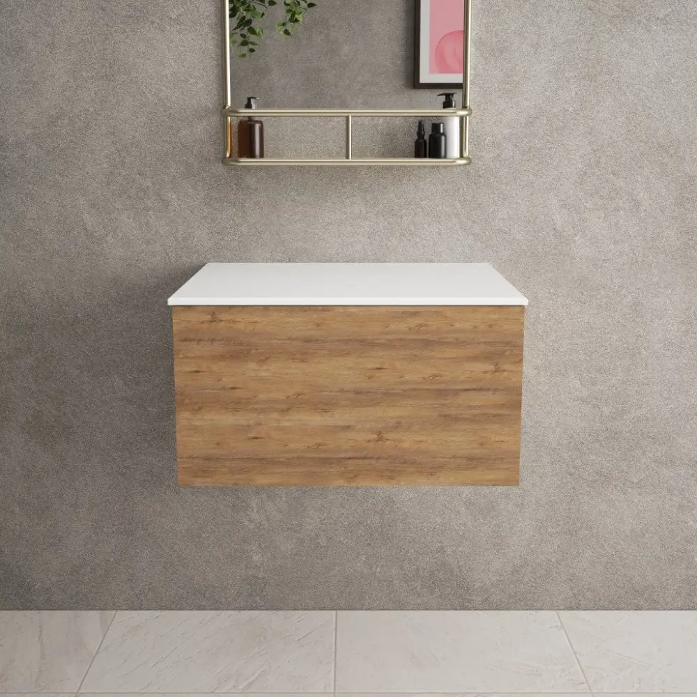 Raffinata One-only Drawer Countertop Vanity Unit - Oak 600mm