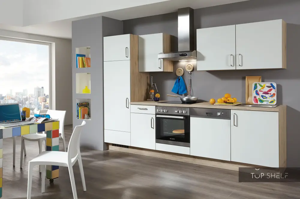 nobilia kitchen kitchen unit Speed 239 white soft satin 290 cm kitchen panel 198 oak Sierra configurable --