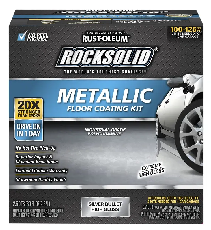 Rust-Oleum 286893 Floor Coating Kit, High-Gloss, Platinum, Particulate Solid, 70 oz