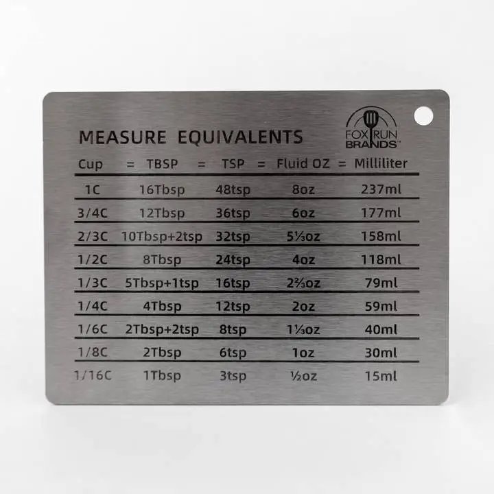 Stainless Steel Conversion Chart Magnet