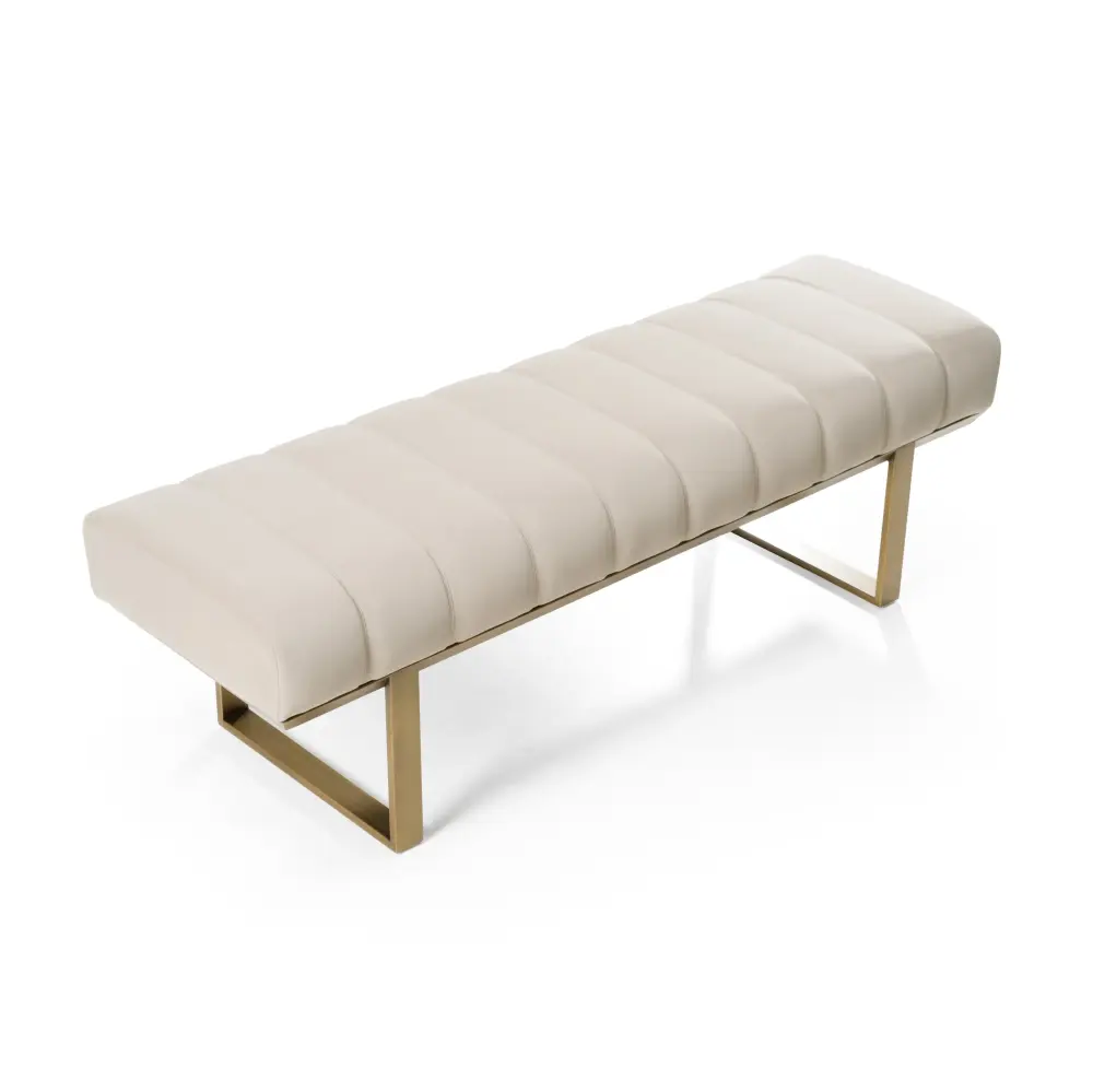 Counter Height Modrest Robles - Present-day Beige Fabric + Antique Brass Dining Bench