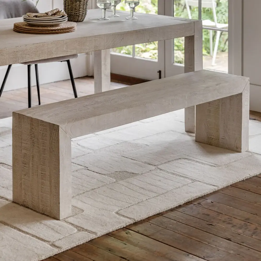 Inca Dining Bench - Whitewash | Rust-Resistant Finish