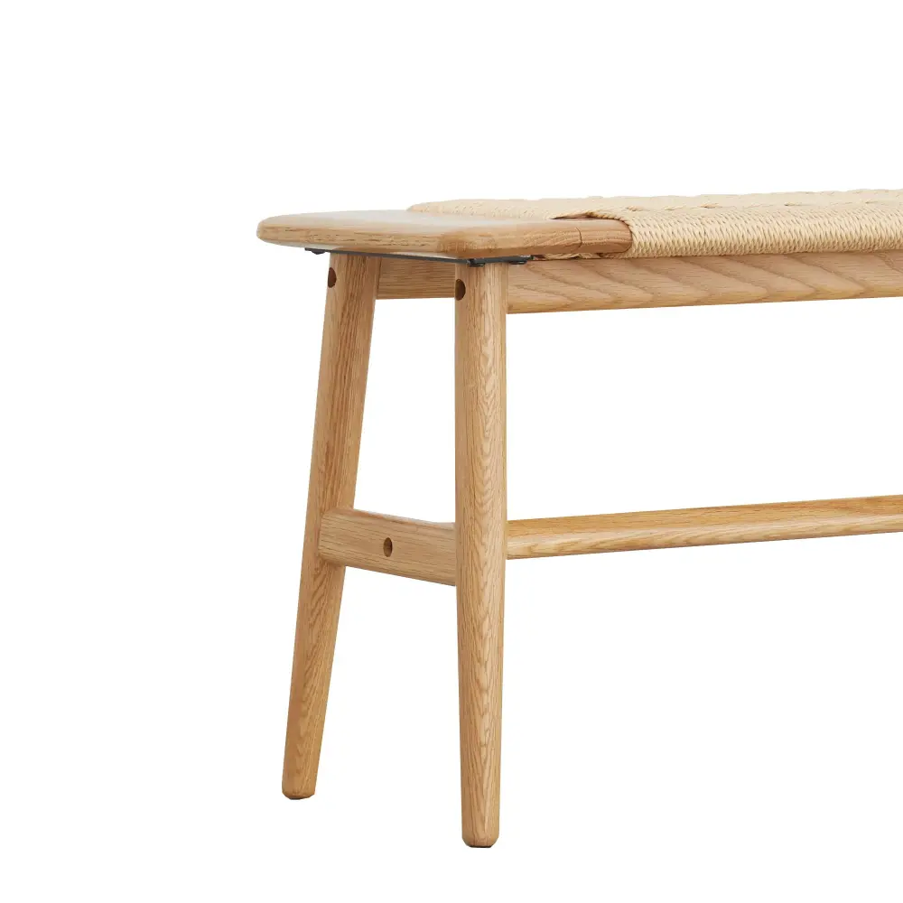 Woven Design Dining Bench Dining Room, Bedroom - Untreated Oak Easy Assembly