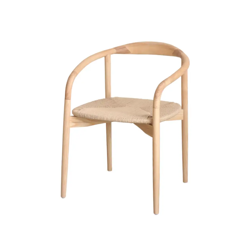 Dining chair Ely - Rectangular seat - Oak - Woven seat | Rust-Resistant Finish