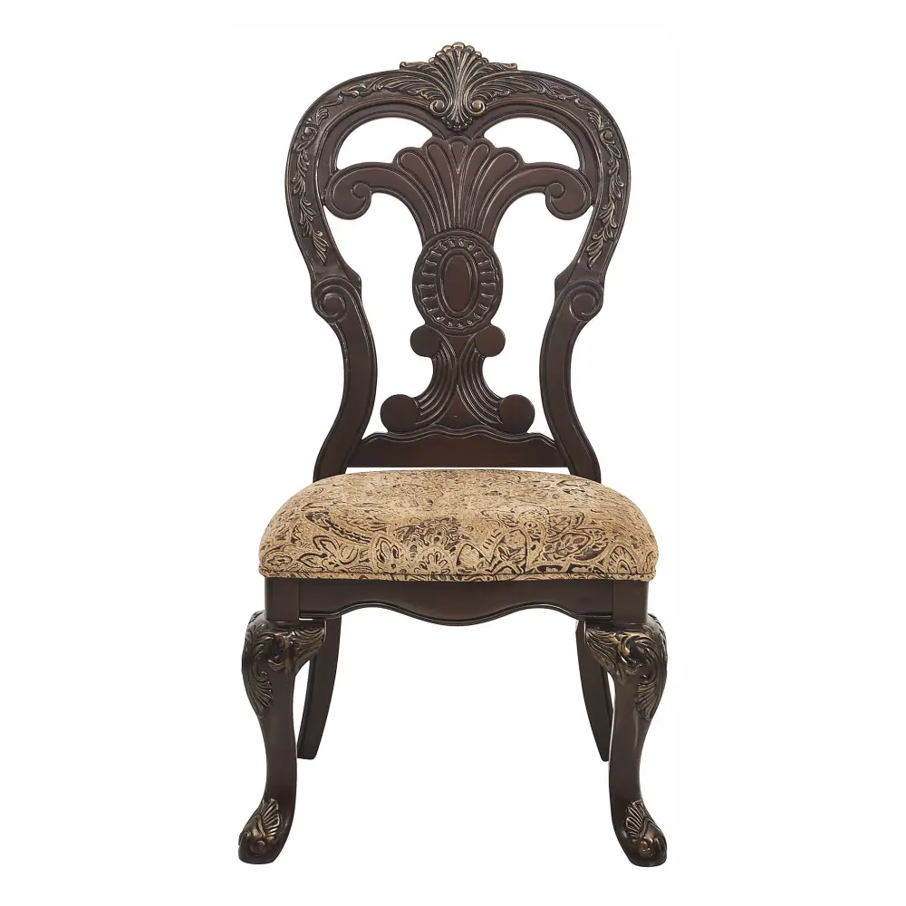 Elegant Style Beautiful Side Chairs 2 Piece Adjust Cherry Tipping Fabric Upholstered Traditional Dining Furniture - Cherry
