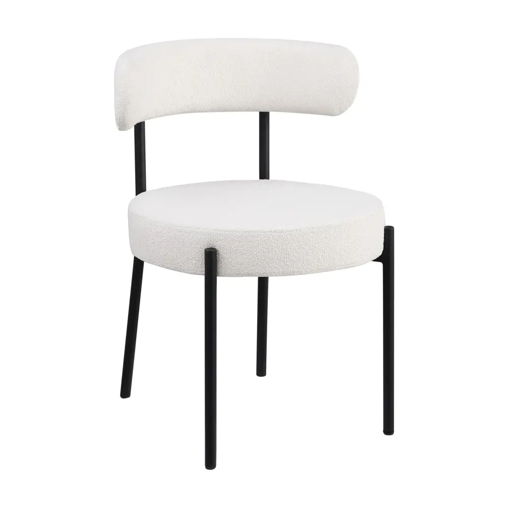 Dining Chairs (Set 2) Round Upholstered Boucle Dining Room Chairs Mid-Century Modern Kitchen Chairs Curved Backrest Chairs...