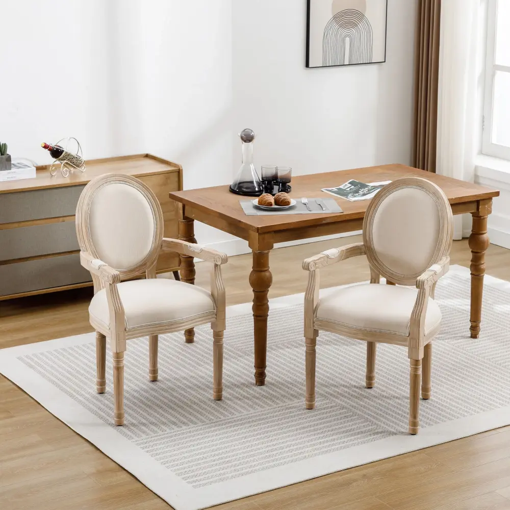 Formal Dining French Vintage Upholstered Fabric Dining Armchair adjust 2)