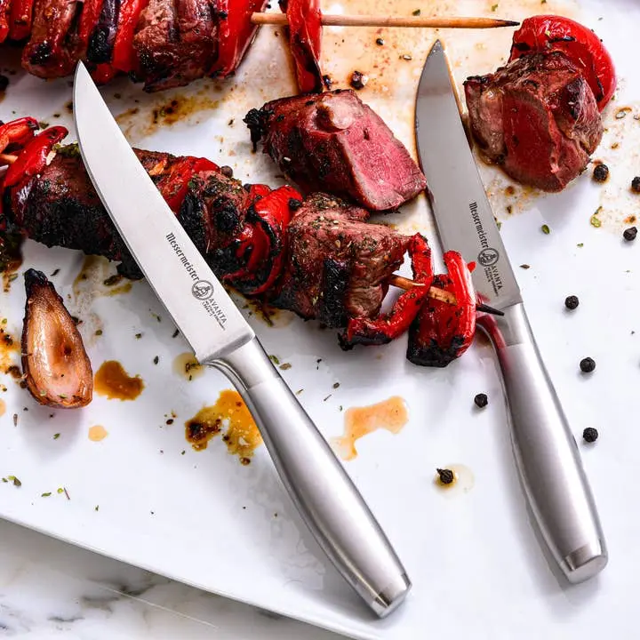 Avanta Fine Edge Steak Knife Set - Durable metal Handle - 4 Pc