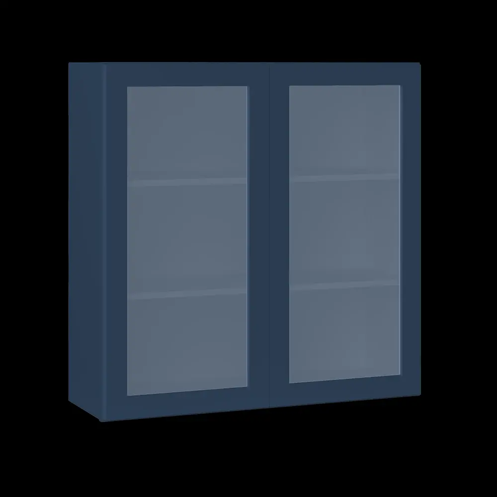 Frosted Glass Door Wall Kitchen Cabinet WMD3636 Danbury Blue LessCare 36 . width 36 . height 12 . depth