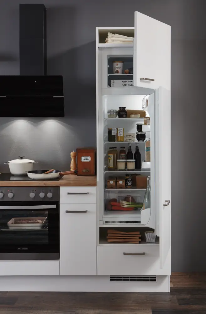 nobilia kitchen unit Villingen-Schwenningen 225 cm white flat cheap factory direct buy concrete slate gray refrigerator