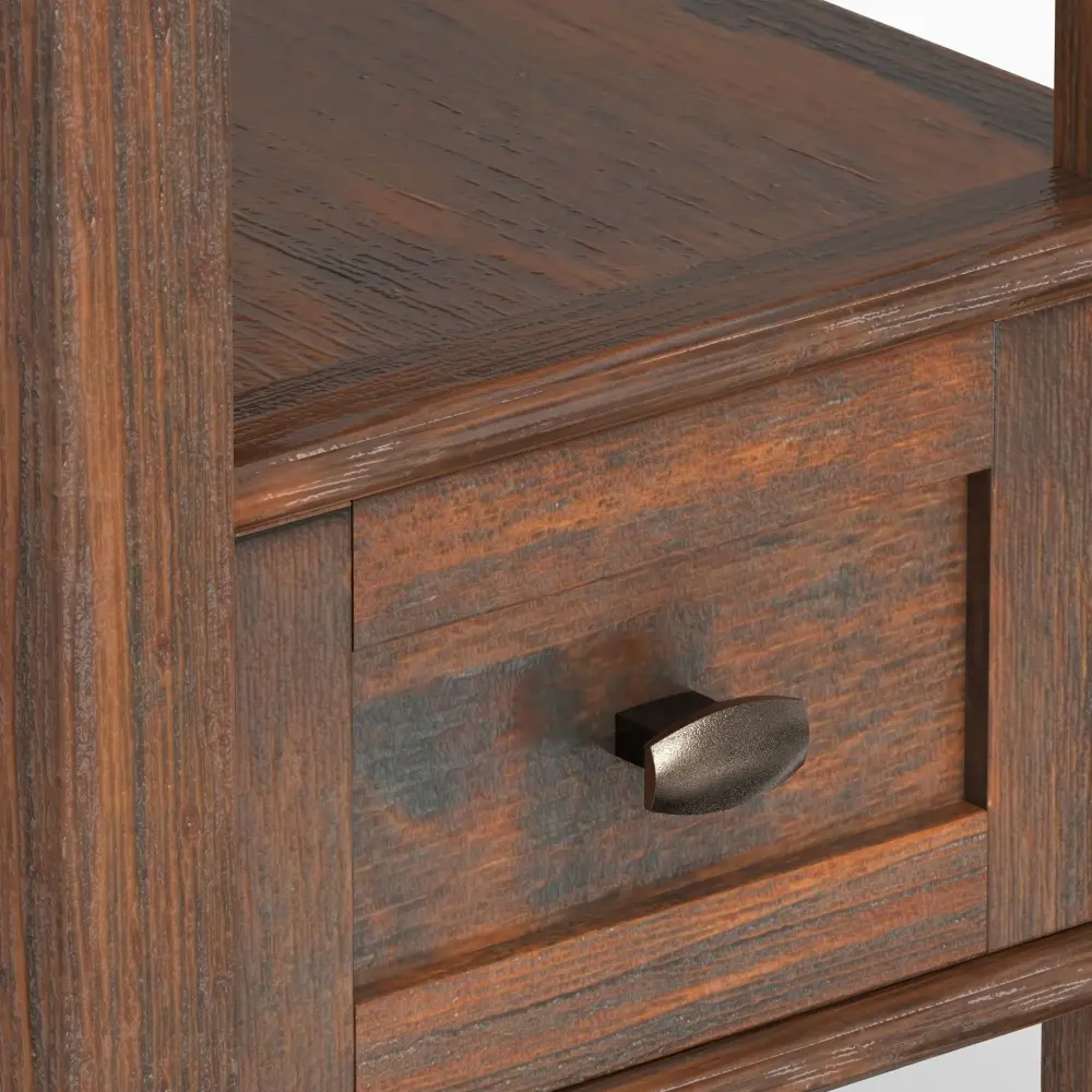 Warm Shaker - Slim Side Table - Distressed Charcoal Brown