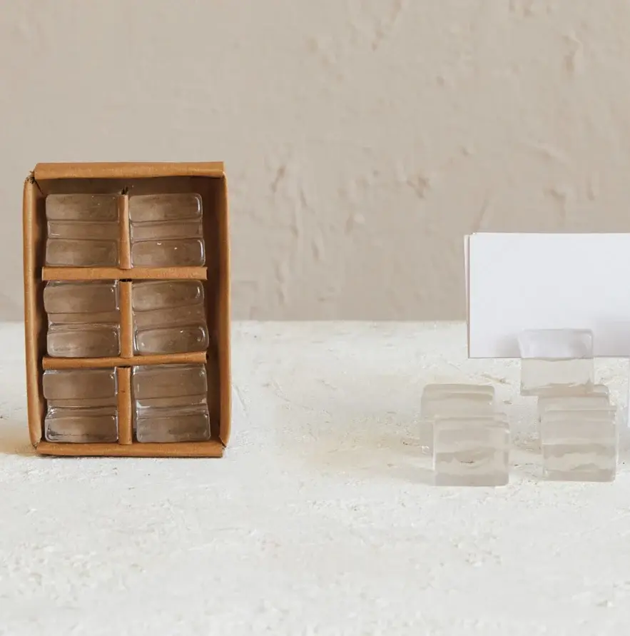 Glass Cube Arrange Card/Photo Holders w/ 12 Cards